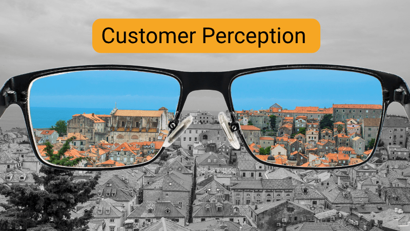 Customer perception of rooftops seen through glasses